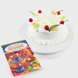 Diwali Gifts to Visakhapatnam - Pineapple Cake with Diwali Card