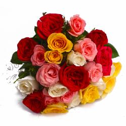 Flowers for Her - Mix Color 25 Roses Hand Bunch