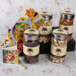 Rakhi With Dry Fruits - Adorable Rakhi with Assorted Crunchy Dry Fruits
