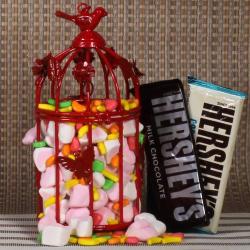 Gifts for Friend Woman - Gift Cage of Marshmellow Candy Chocolates