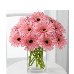 Engagement Gifts for Bride - 12 lovely pink gerberas In Glass vase