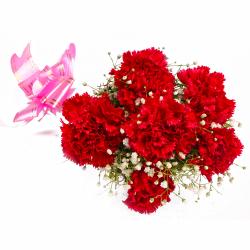 Gifts for Girlfriend - Bouquet of Fresh 6 Red Carnations in Tissue Wrapped