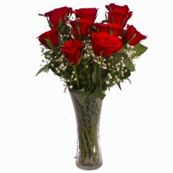Birthday Gifts for Crush - Infatuation in Love with 12 Red Roses Vase
