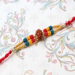 Fancy Rakhis - Colorful Tiny Beads with Rudraksha Rakhi
