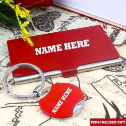 Rakhi Personalized Gifts - Personalized Card holder and keychain
