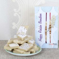 Rakhi Family Set - Rakhi and Kaju Katli