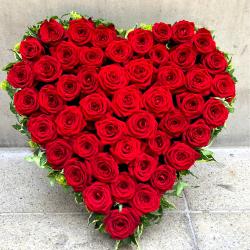 Anniversary Heart Shaped Arrangement - 75 Roses Heart Shape Basket