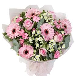 New Born Flowers - Fifteen Pink Flowers Bouquet