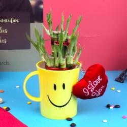 Valentine Love Keychains - Goodluck Bamboo Plant with Love Heart