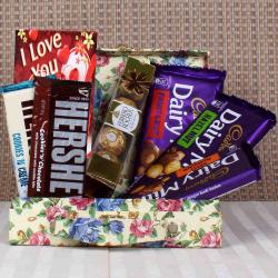 Valentine week Gifts - Dairy Milk and Hersheys and rocher hamper for Valentines Day