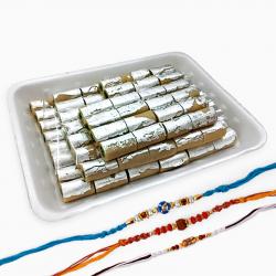 Rakhi With Sweets - One Kg Kaju Rolls with Three Rakhi