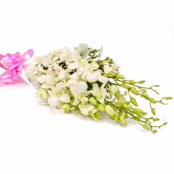 Condolence Flowers - Bouquet of Six White Orchids Tissue Paper Packing
