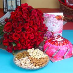 Cakes with Flowers - Assorted Dryfruit Birthday Combo