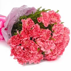 Best Wishes Flowers - Elegant 25 Pink Carnations Bouquet