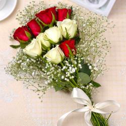 Mothers Day - Red and White Roses Bouquet for Mom