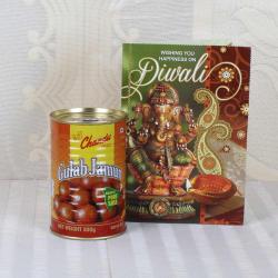 Gulab Jamun Sweet with Diwali Greeting Card
