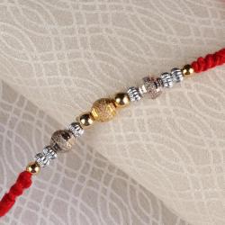 Simple Rakhis - Golden and Silver Beads Rakhi