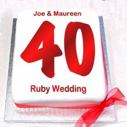 Photo Cake - Ruby Wedding Anniversary Cake