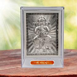 Home Decor Gifts Online - Silver Plated Acrylic Ganesh Frame