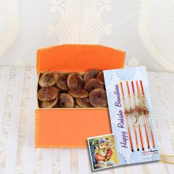 Handpicked Rakhi Gifts -  Five Rakhi with Fig Dry Fruits Box