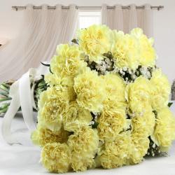 House Warming Gifts for New Home - Twenty Yellow Carnations Bouquet