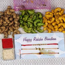 Rakhi With Dry Fruits - Black Pepper Green Chilli Garlic Cashew Rakhi Gift