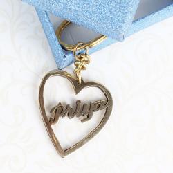Send Personalised Heartbeats Brass Keychain To Dhanbad