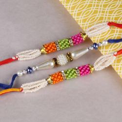 Set Of 3 Rakhis - Three Designer Beads Rakhis