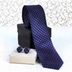 Purple Weaved Tie and Cufflink