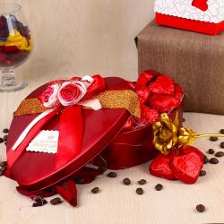 Mothers Day Gifts to Noida - Box full of Chocolate with Golden Rose for Mothers Day