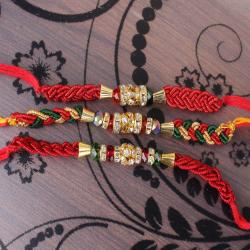 Rakhi Sets - Set of 3 Zardosi Motif Rakhi