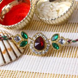 Rakhi Designs - Diamond Studded Kundan Rakhi