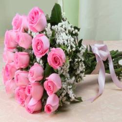 Send Stunning Twenty Pink Roses Bouquet To Gandevi