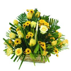 Basket Arrangement - Basket Of Yellow Flowers