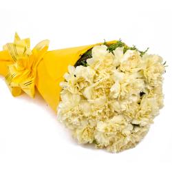 Gifts for Daughter - Sixteen Yellow Carnations Tissue Wrapped