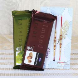 Rakhi Gifts for Brother - Temptations Chocolate and Set of Two Rakhi
