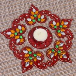 Diwali Gift Items - Acrylic Rangoli with Tealight Candle