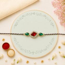 Rakhi Designs - Triangle Diamond Studded Kundan Rakhi
