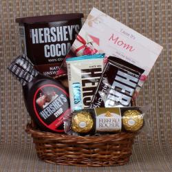 Mothers Day Gifts From Daughter - Hershey's and Rocher Combo Basket with Mothers Day Greeting Card