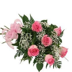 Bhai Dooj Return Gifts for Sister - Six Beautiful Pink Roses Bouquet