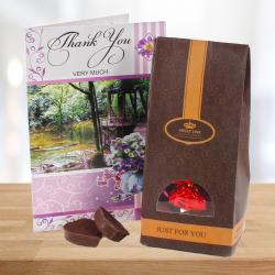 Heart Shaped Chocolates - Thank You Card with Home Made Chocolates Bag