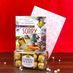 Valentines Gifts Special Ones - Sorry Greeting Card and Ferrero Rocher Chocolate