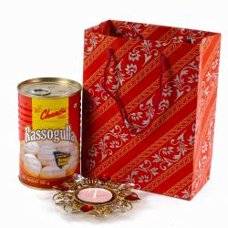 Diwali Sweets - Traditional Diya Hamper with Rassogulla Sweet