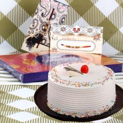 Rakhi Express Delivery - Rakhis Vanilla Cake and Celebration Pack