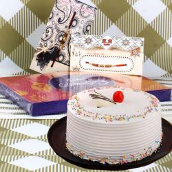 Rakhi Combos For Brothers - Rakhis Vanilla Cake and Celebration Pack