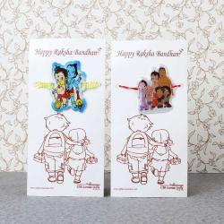 Set Of 2 Rakhis - Bal Hanuman Krishna with Bheem Team Rakhi for Kids