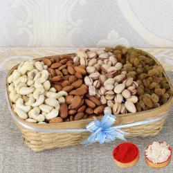 Bhai Dooj Gift Combos - Bhai Dooj Tikka with Mix Dry Fruits Basket