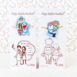 Set Of 2 Rakhis - Doraemon with Modi and Nobita Rakhi for Kids