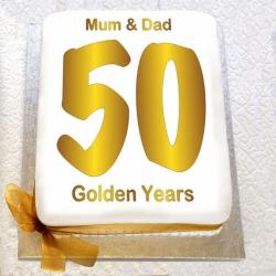 Photo Cake - Golden Wedding Anniversary Cake