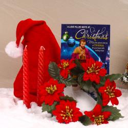 Christmas Gifts - Christmas Wreath with Candles and Santa Cap